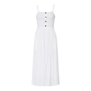 Louna 3 Button Midi Dress In White